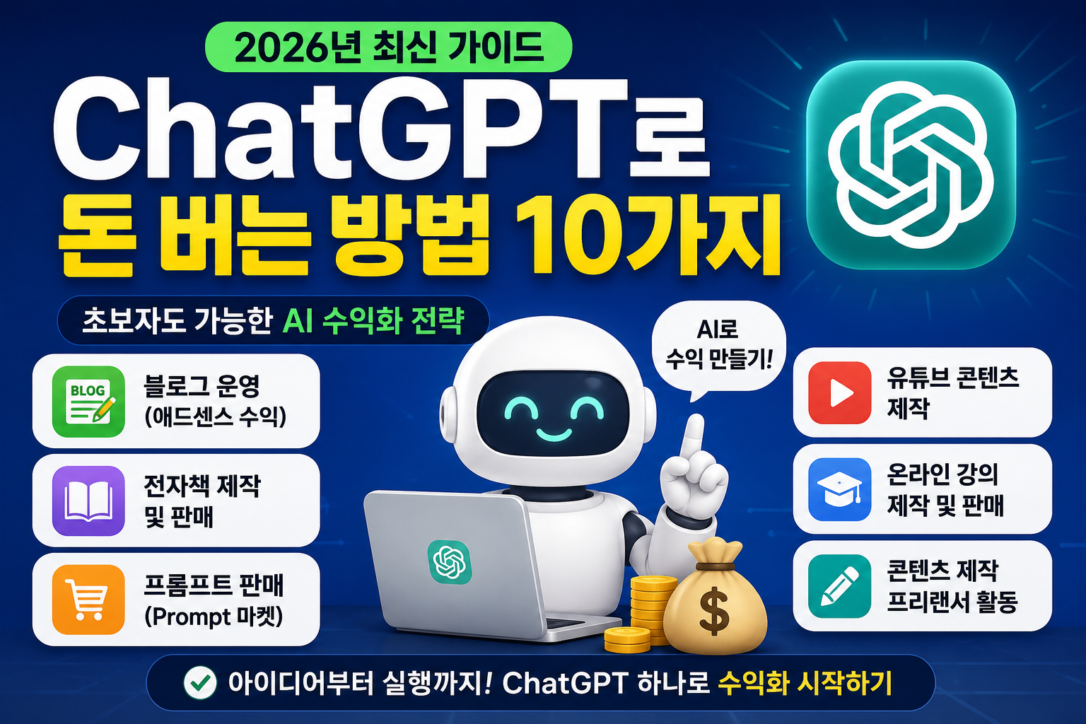 2026년 ChatGPT로 돈 버는 방법 10가지｜초보자도 가능한 현실적인 수익화 전략