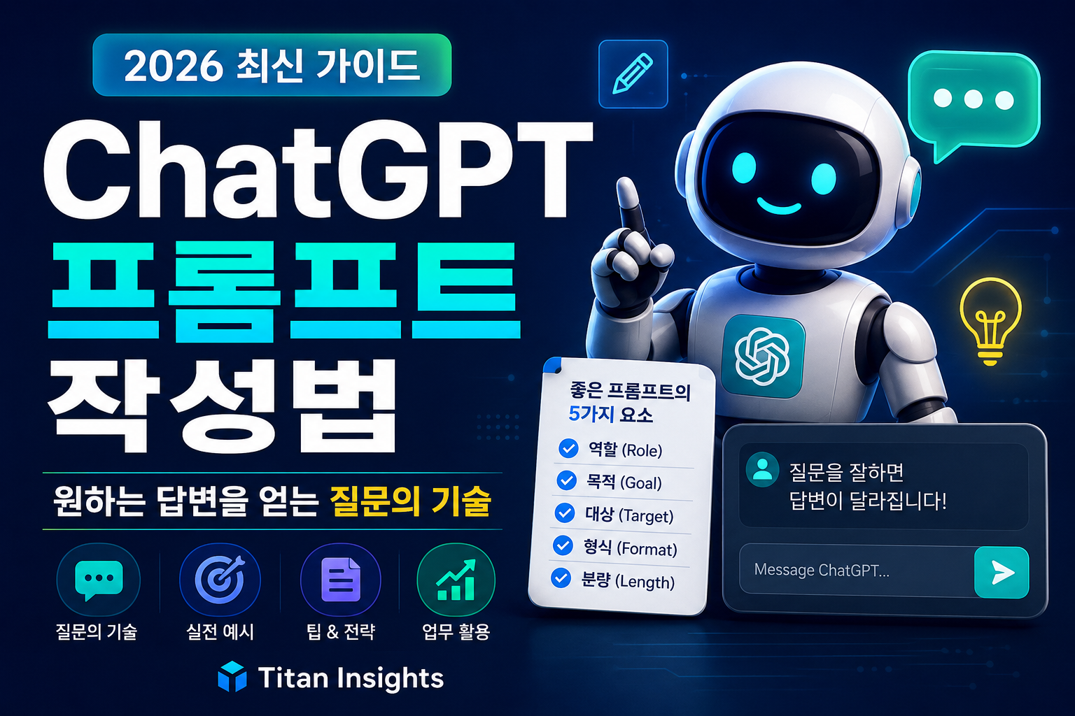 ChatGPT 프롬프트 작성법 (2026) | 원하는 답변을 얻는 질문하는 방법